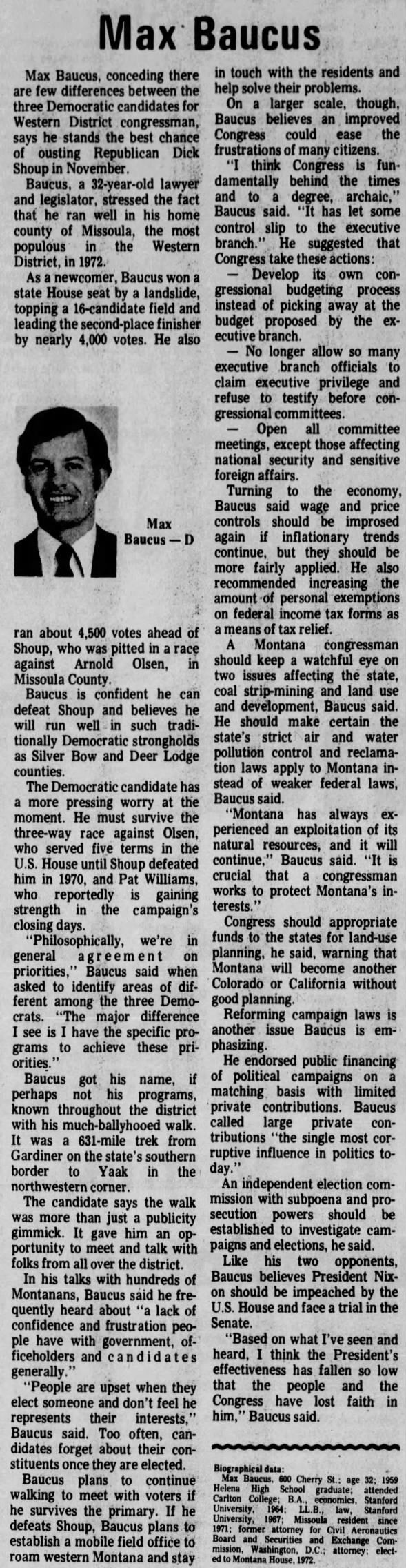Max's platform in 1974 Senatorial race.